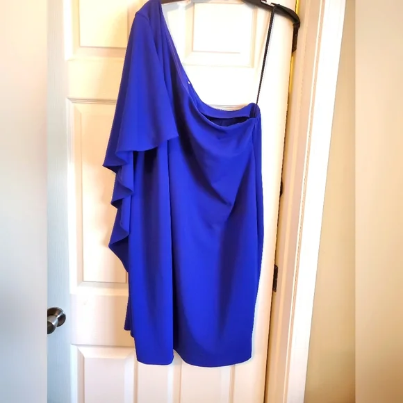 calvin klein one shoulder dress Calvin Klein One-Shoulder Draped-Sleeve Cocktail Dress